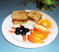 Turkey bacon, lettuce, tomato sandwich